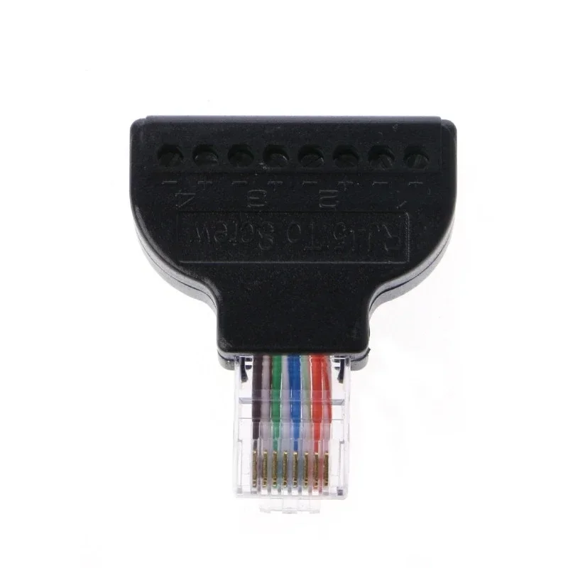 RJ45 إيثرنت ذكر إلى 8 دبوس AV محطة المسمار محول محول كتلة التوصيل لكاميرا CCTV