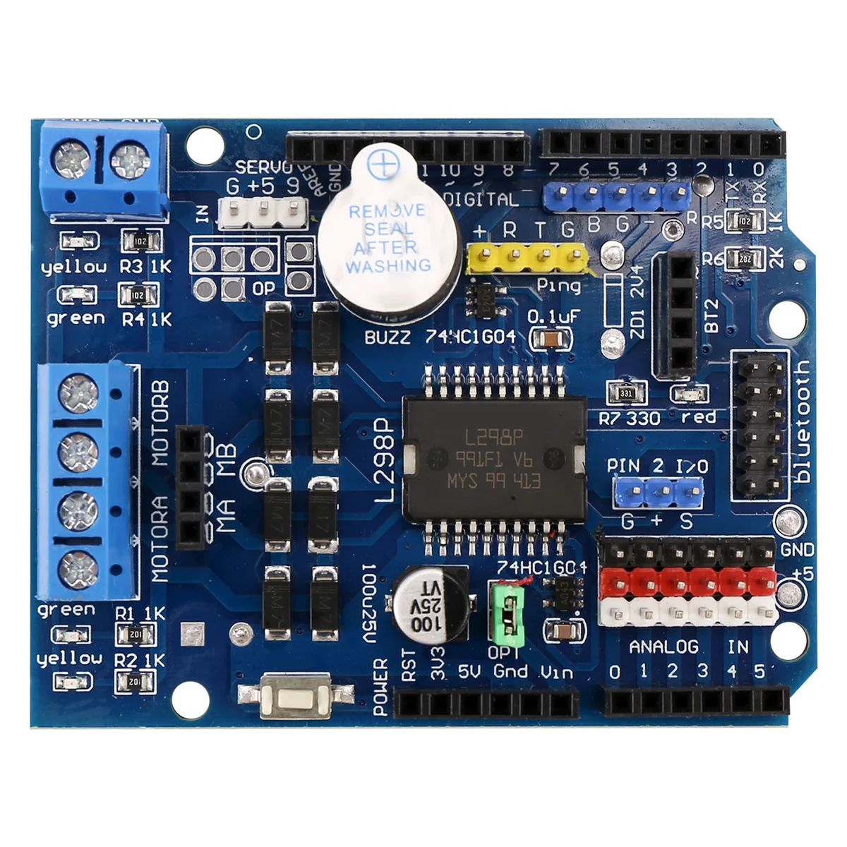 L298P DC Motor Drive Board Module L298P DC Motor Drive Shield Board Module 2A Dual H-Bridge 2 Way for Arduino UNO R3