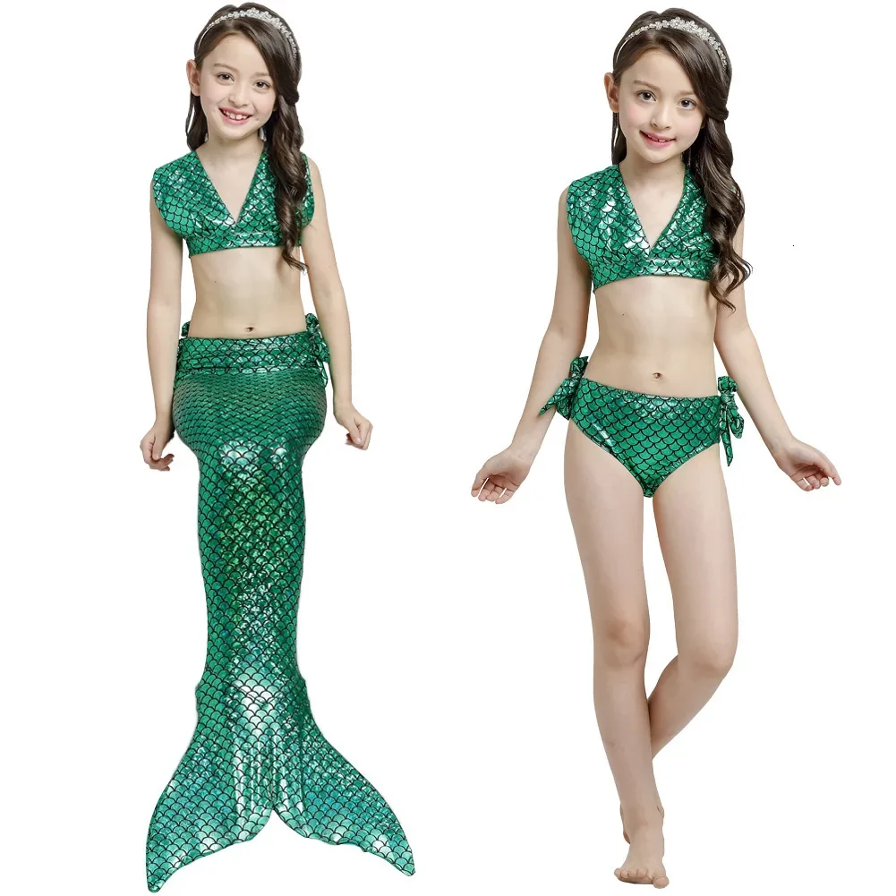 Mermaid 3pcs Set Girl Swimsuit Mermaid Tail Child Swimsuit Mermaid Costume  Girls Dress Cosplay Clothes Toddler Girl Clothes New