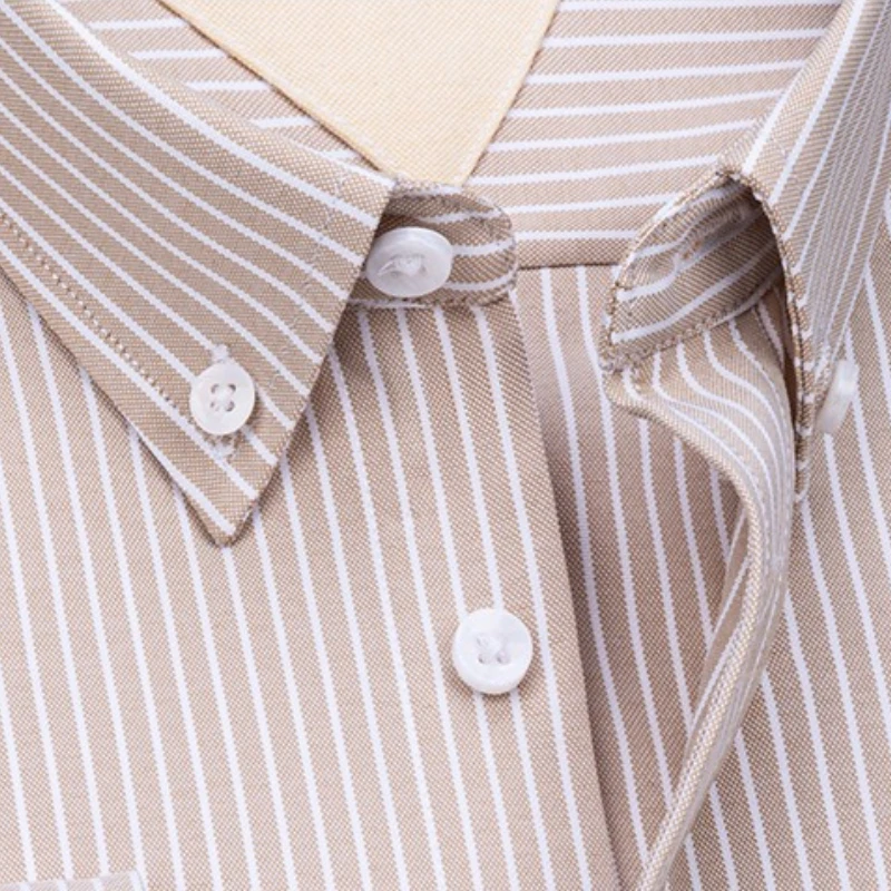 100% Cotton Solid Color Classic Striped Shirt Men Long Sleeve Shirt Casual Business Formal Easy-care Long Sleeve Shirt for Men