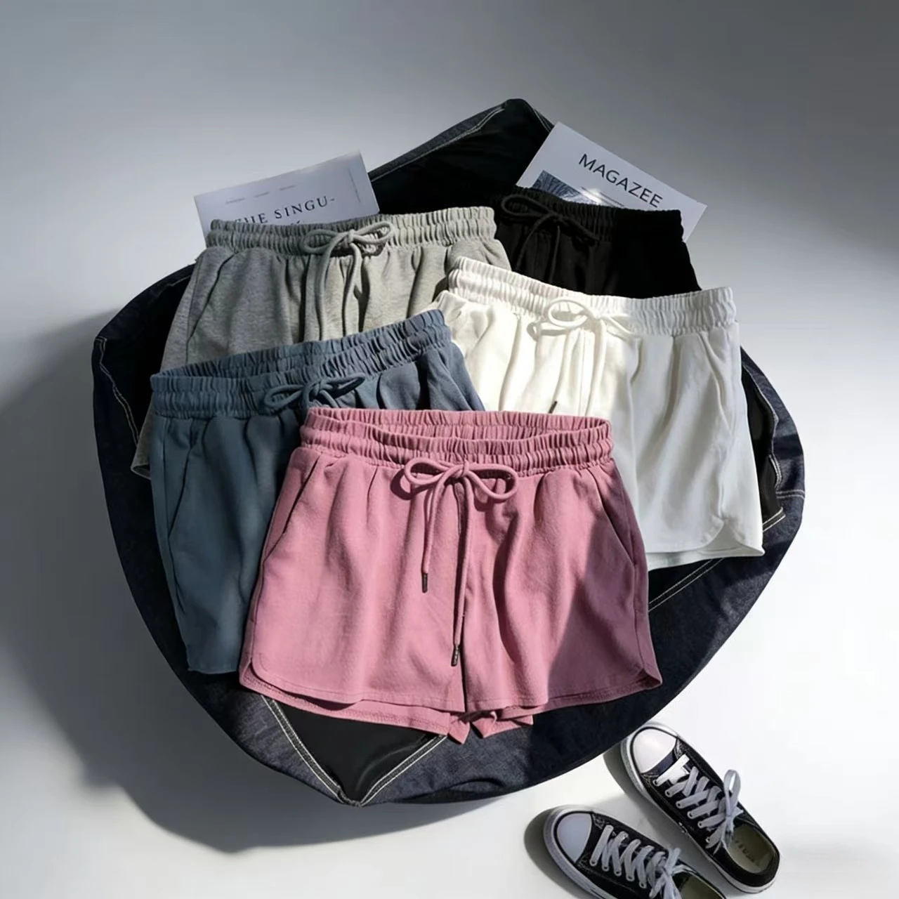 

Premium Quality Women's Blend Shorts Elastic Waistband Drawstring Casual Summer Shorts