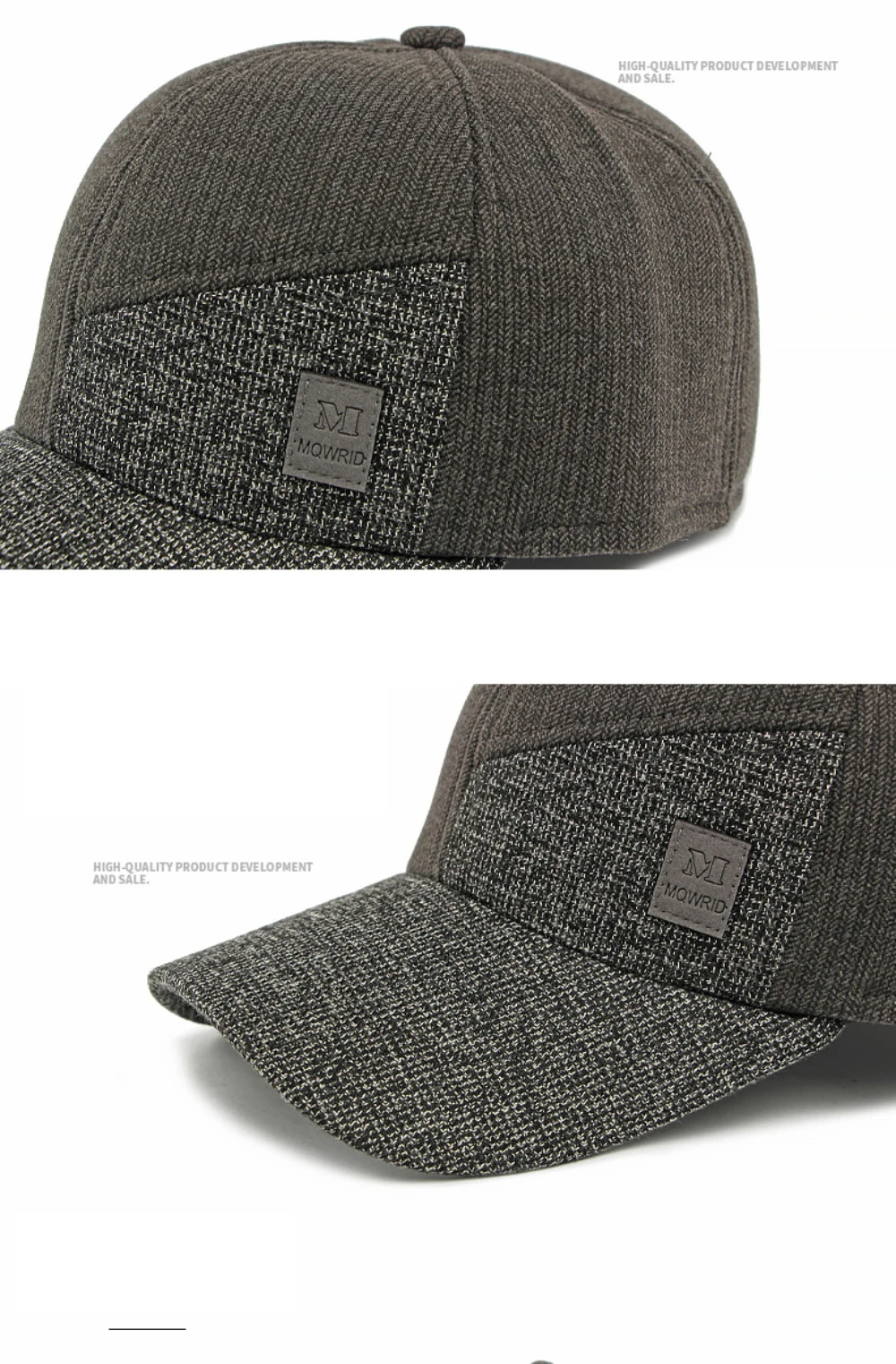 HT5011 Winter-Baseballmütze, dicke, warme, mit Fleece gefütterte Mütze für Männer und Frauen, Woll-Baseballmützen mit Ohrenklappen, verstellbare Vater- und Papa-Mütze – Detail 6