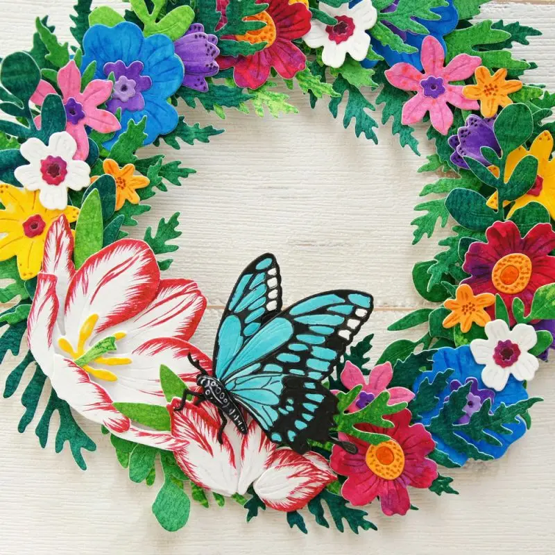 Matrices de découpe en métal, cadre superposé de fleurs élégantes, moule de fond, couteau, bricolage, Scrapbooking, fabrication artisanale de cartes de noël