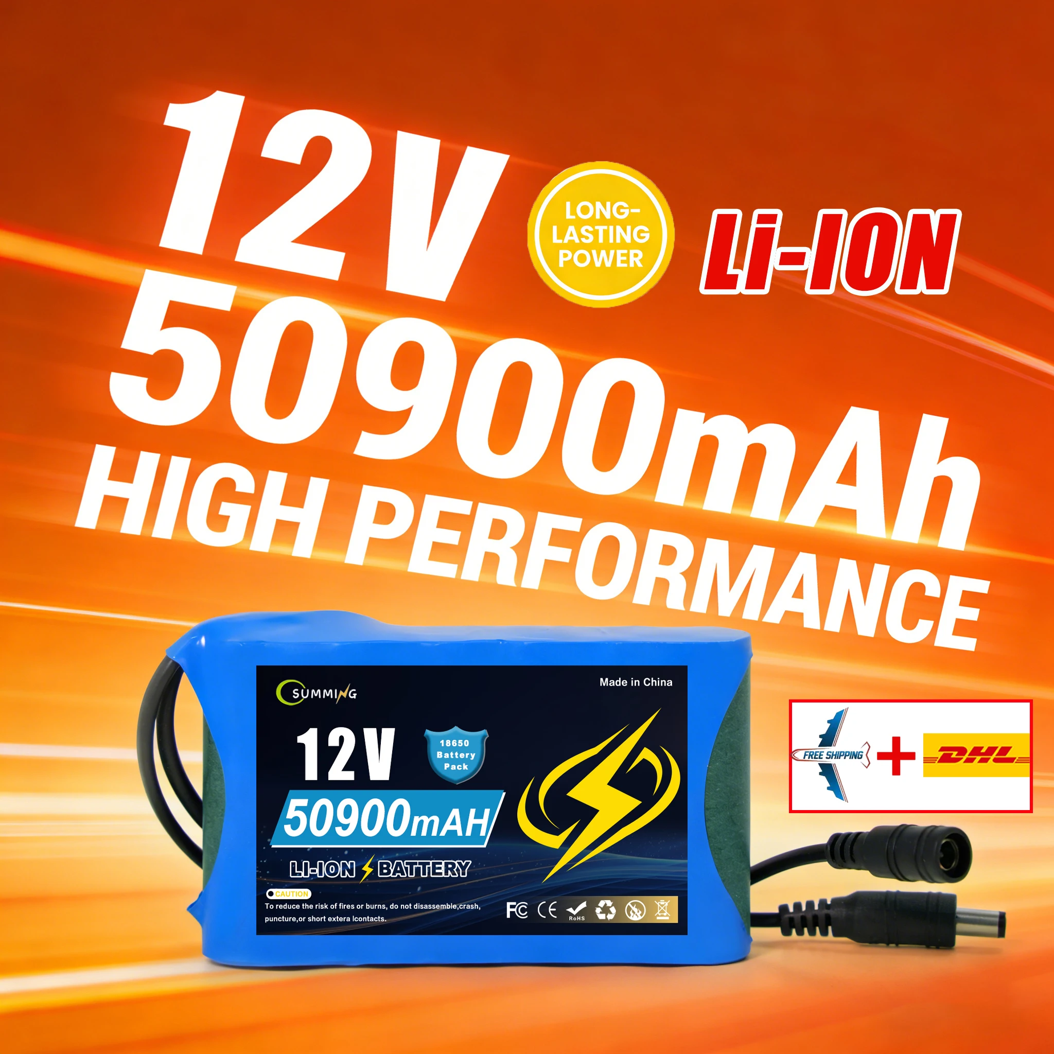 

Литий-ионный аккумулятор 12В 50.9Ач 100% новая конфигурация 3S2P с защитной пластиной и быстрой зарядкой, длительный срок службы.