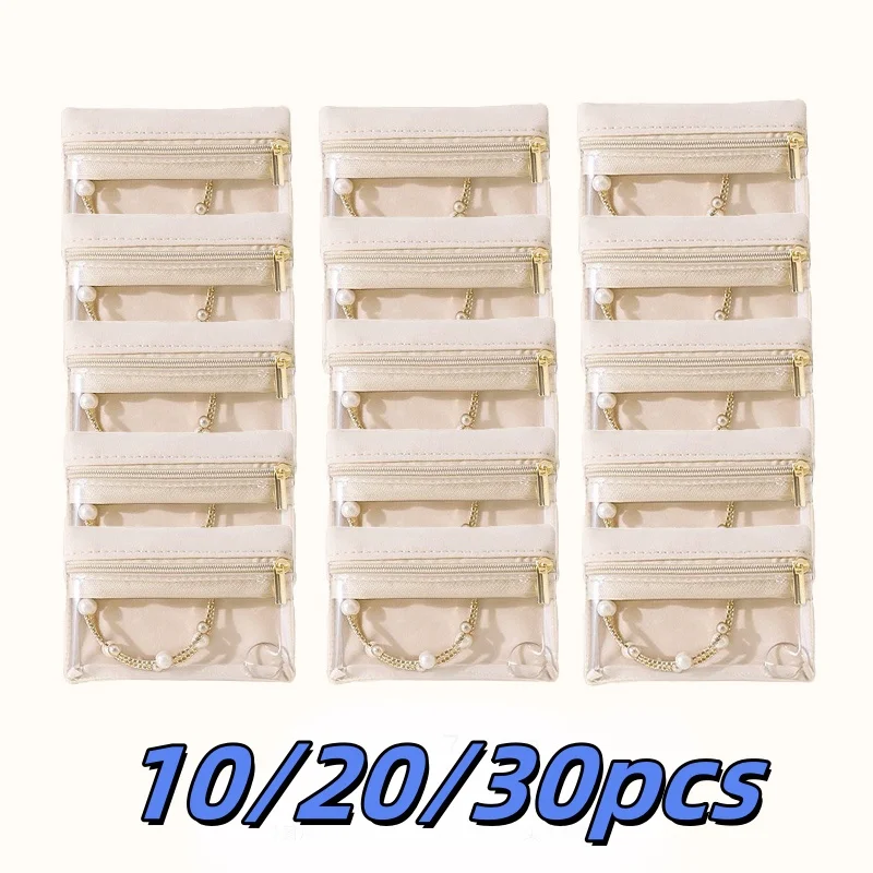 

10/20/30 шт. дорожные сумки для ювелирных изделий, сумка для ювелирных изделий, прозрачные бархатные карманы на молнии, сумка для хранения, чехол-органайзер для женщин, подарок для девочек