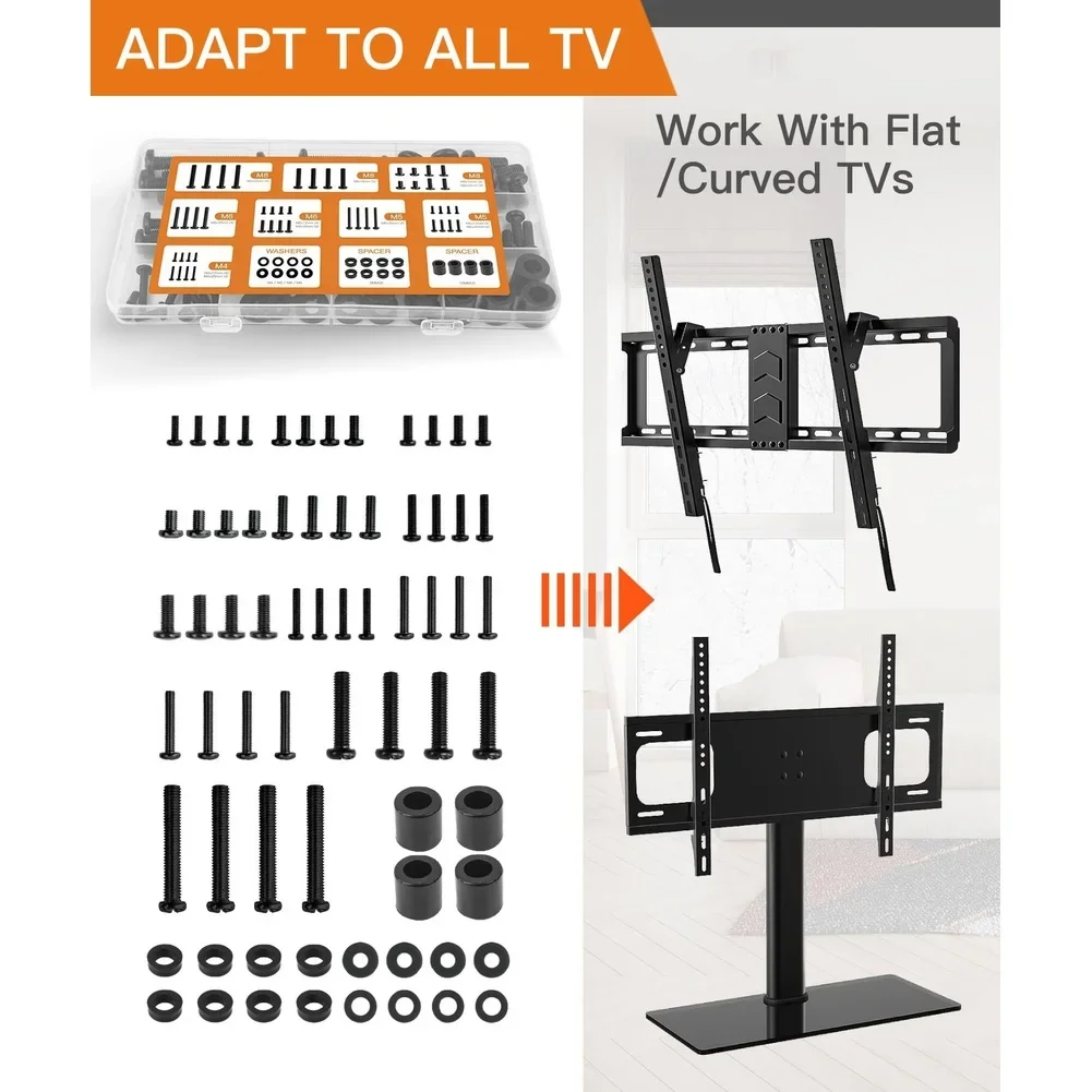 92PCS TV Mounting Hardware Kit With M5 M6 M8 Flat Head Screw & Hex Nut Washers Spacers For Flat Computer Bolt Nut Set