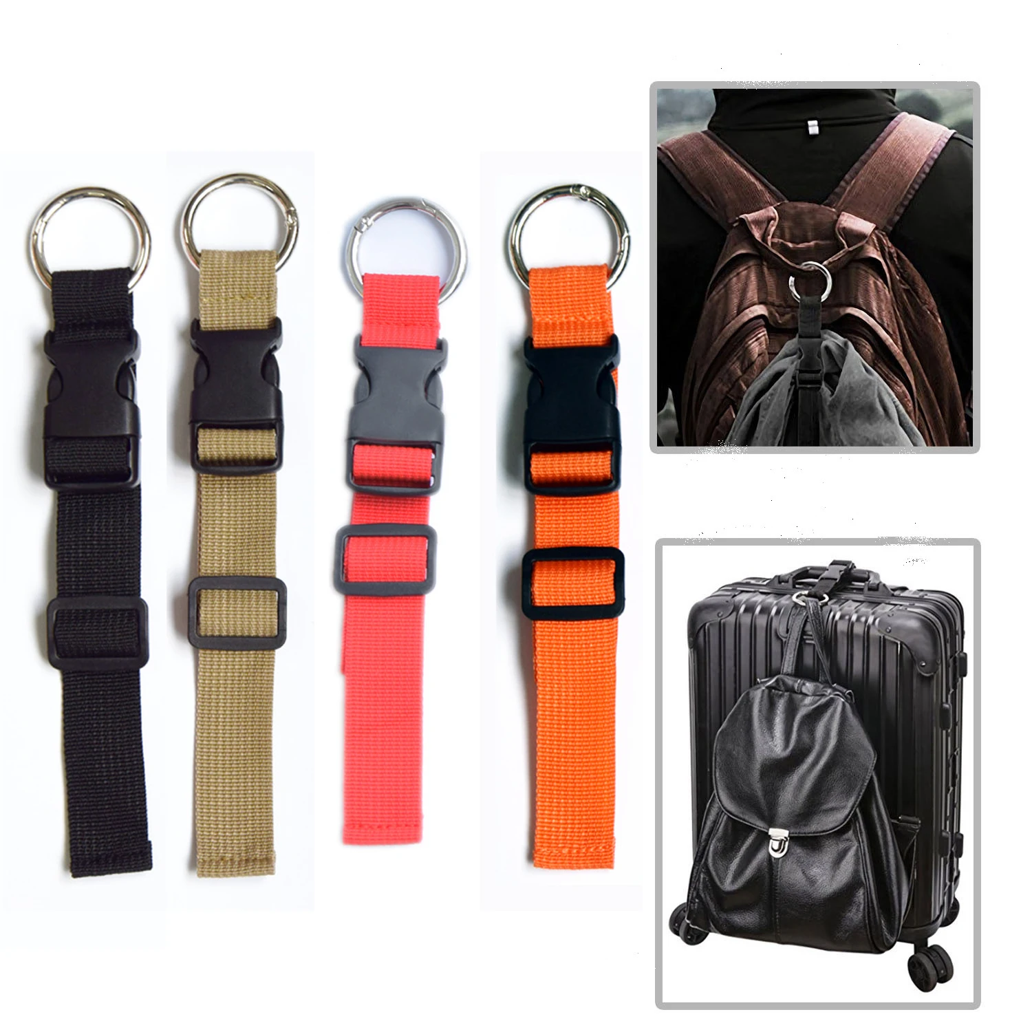 Hot Sale Portable Black Nylon Anti-theft Luggage Strap Holder Gripper Add Bag Handbag Clip Use To Carry