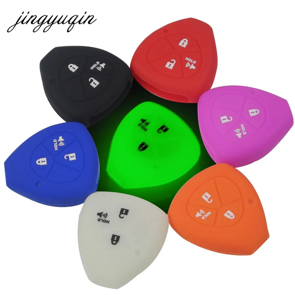 jingyuqin Silikonowe etui na kluczyk do Toyoty RAV4 Yaris Venza Scion tC xA xB xd 2-przyciski + uchwyt na pilota chroniący panik