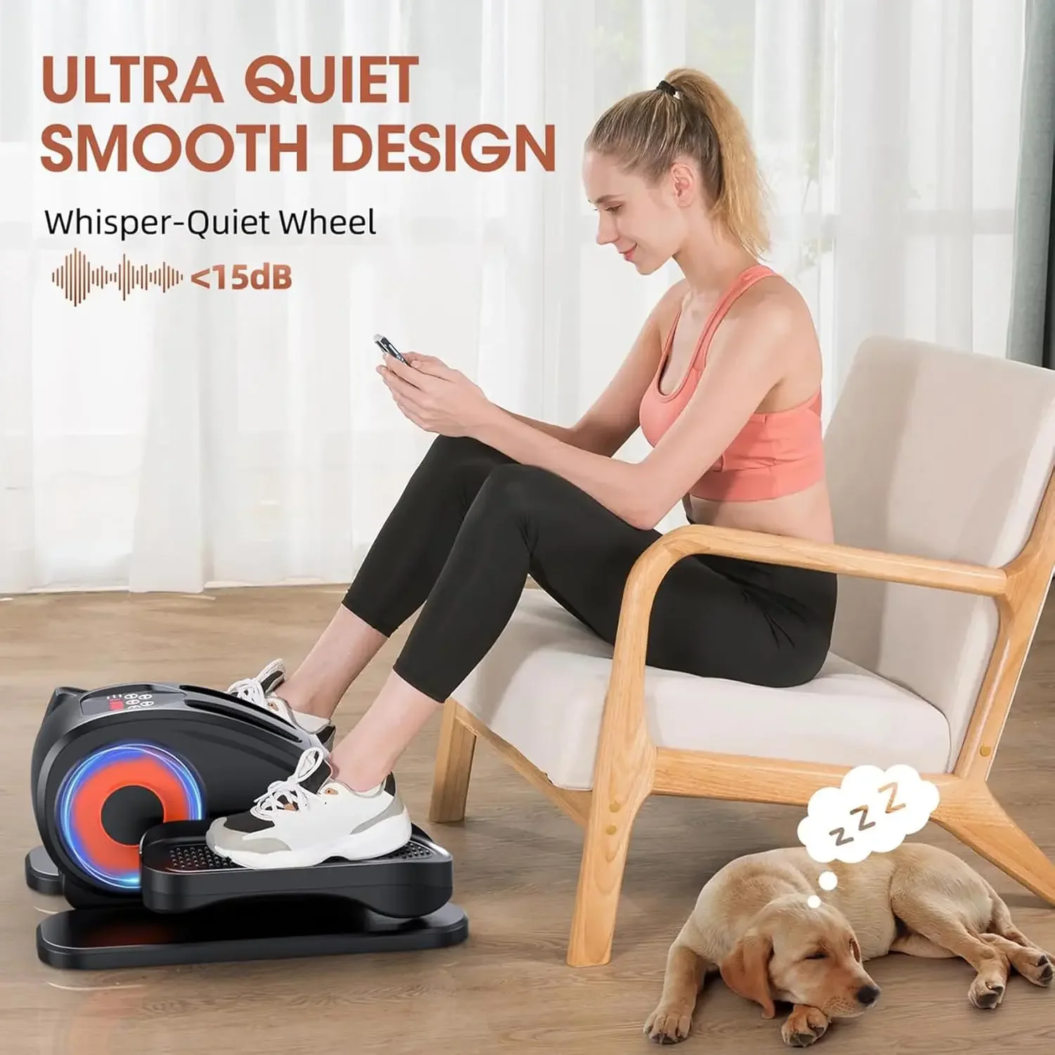 Under Desk Elliptical, Electric Seated Pedal Exerciser, Quiet & Compact Mini Ellipse Leg Exerciser with Display Monitor, Remote