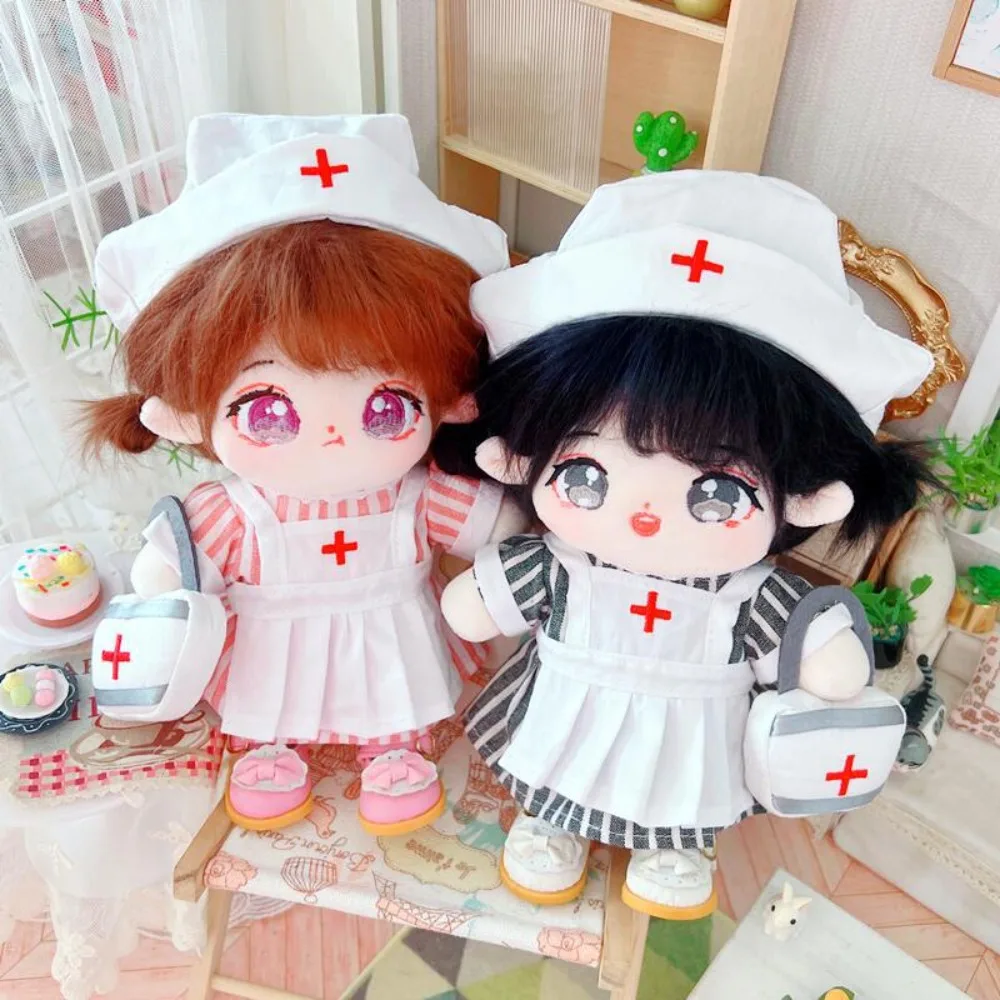 Nurse Dress Set 20CM Cotton Doll Clothes Replacement Outfit Stuffed Doll Plush Suit Mini Princess Shoes Plush Toys Clothes