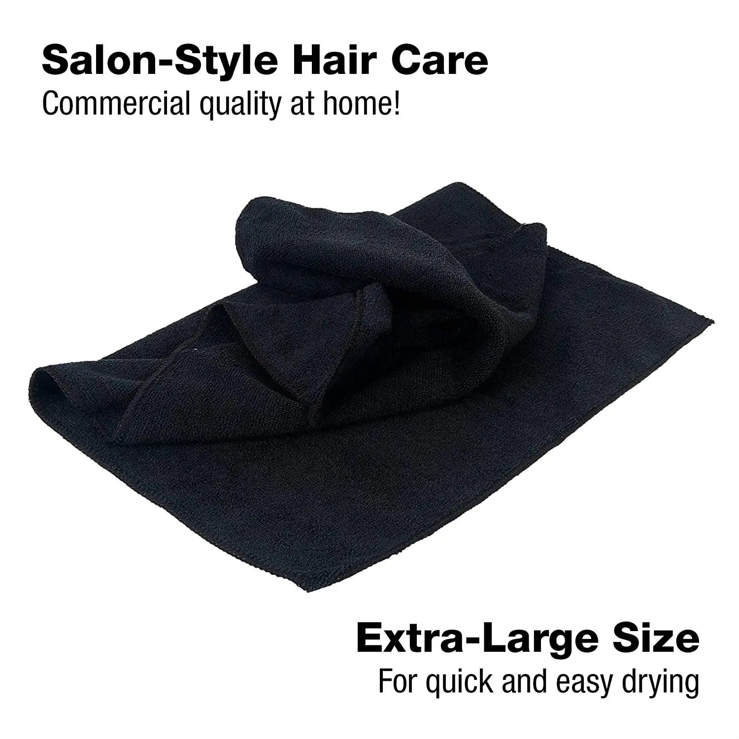 Black Home Microfiber Salon Hair Drying Towel Guest Used Hand Towels For Hair Stylist 3 Pack