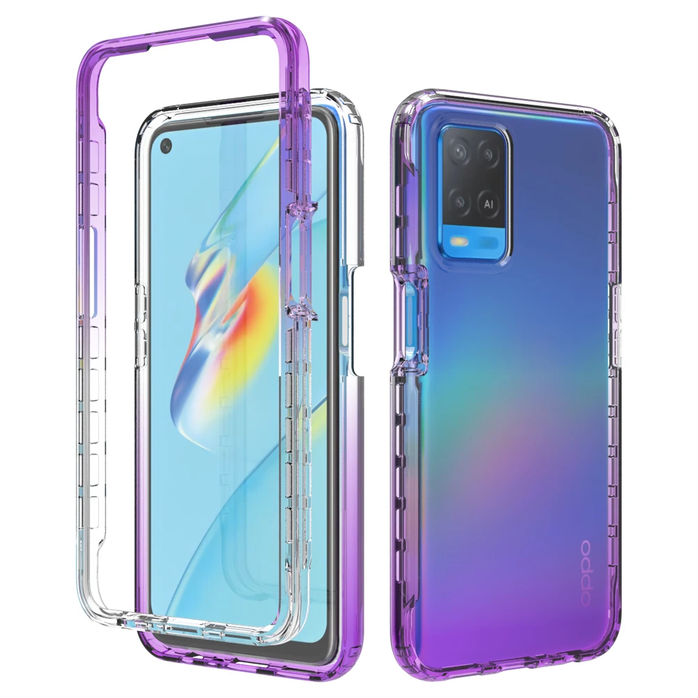 New Style For OPPO A54 A57S A17k 5G Crystal Case Gradient Back Panel Bumper Etui OPPO A57 S A77 55 A54S A77S A74 A16 74 17 A 54