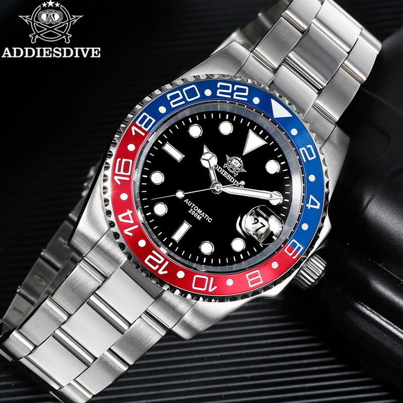 ADDIESDIVE Man Watches Sapphire Luxury  Ceramic Bezel 8215 Automatic Mechanical Wristwatch Diving 200m Waterproof Luminous