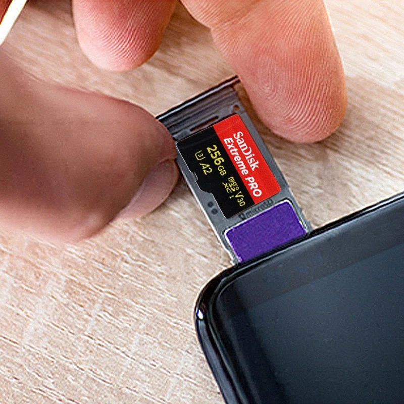 بطاقة ذاكرة SanDisk V30 4K MicroSD 128GB 256GB للطائرات بدون طيار كاميرا الحركة A2 بطاقة SD صغيرة للهاتف 32GB 64GB C10 بطاقات فلاش TF