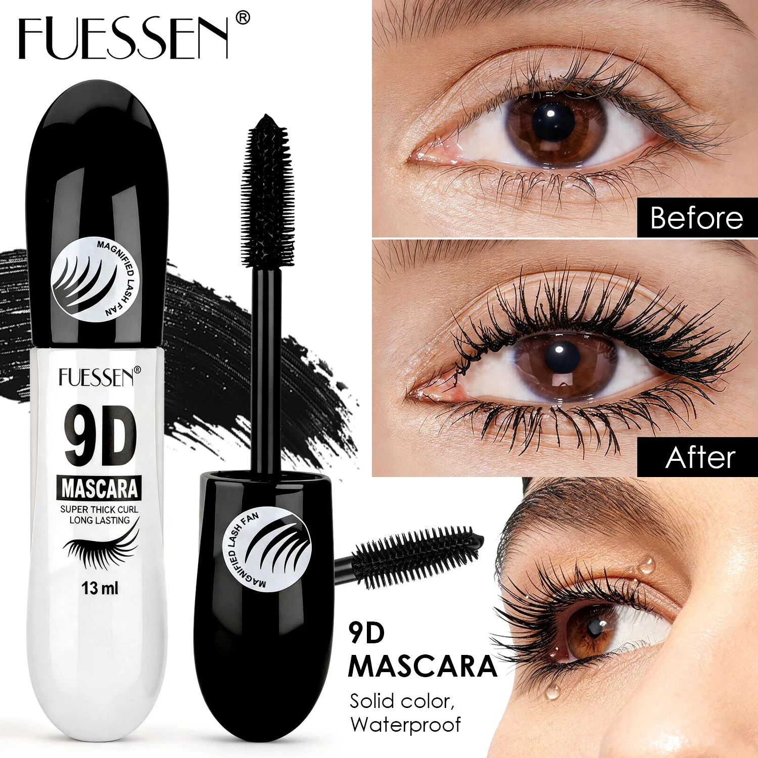 Mother's Day Gift FUESSEN-9D Volume Mascara, Intense Black Waterproof Long-Lasting, Thick Full Lash Effect, Best Lash Gift