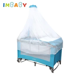 IMBABY-cuna plegable para bebé, adaptable para empalmar, cama grande, péndulo, parque infantil, mesa para cambiar pañales con mosquitera