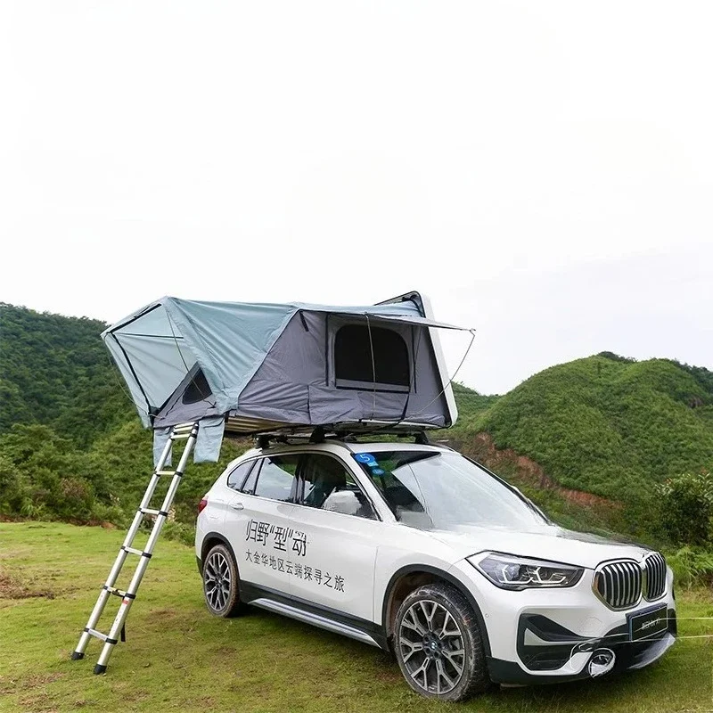 Foldable rollover retractable tourist roof tent free of construction