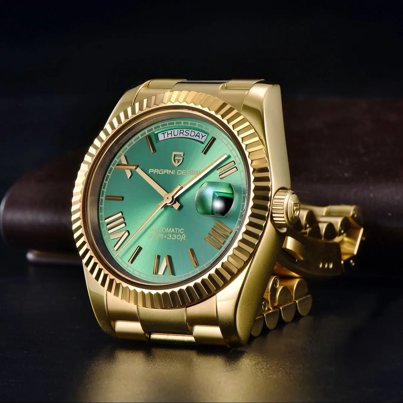 PAGANI DESIGN 2025 جديد الذهب الأخضر 40 مللي متر تاريخ الأسبوع ساعات رجالية ساعة أوتوماتيكية الرجال AR الياقوت الزجاج NH36A ساعة اليد الميكانيكية #4