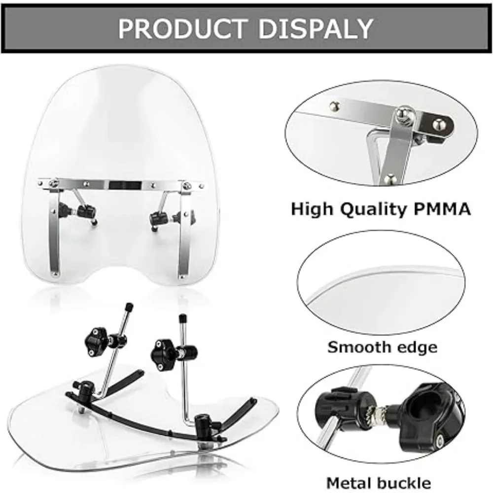 الزجاج الأمامي للدراجات النارية مقاس 18 بوصة × 16 بوصة عالمي لملحقات ركوب الخيل مقاس 7/8 بوصة و1 بوصة #3