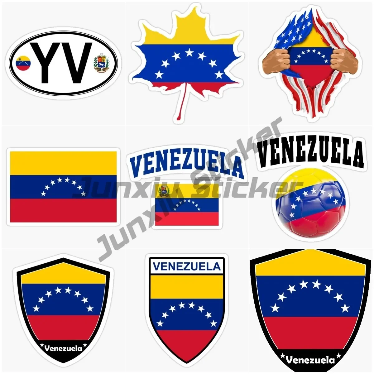 

Флаг Венесуэлы, эмблема, виниловый узор, автомобильные наклейки, скейтбординг, водонепроницаемые, для кемпинга, автомобиля, JDM, декоративные наклейки
