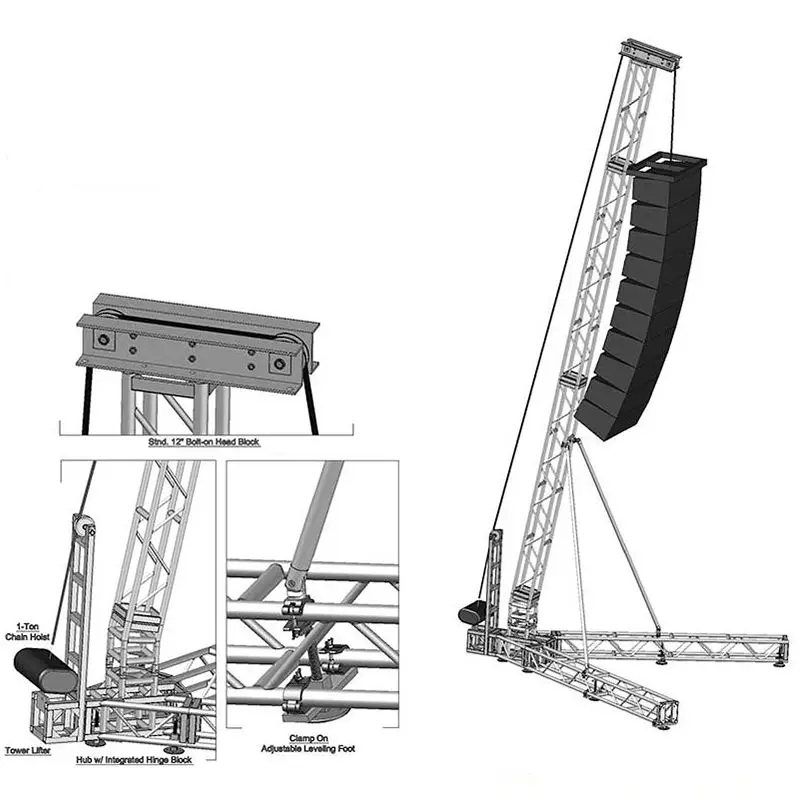 【Direct Factory Sale】TourGo Aluminum Custom Portable Line Array Speaker Truss Stand Tower For Event