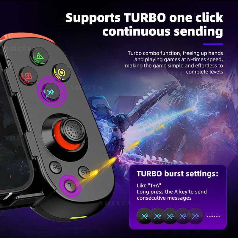 D6DP Wireless Gamepad 3D Joystick For Android/Ios/Switch/PC BT Extendable Gaming Controller supports XBOX PS4 PS5 Streaming
