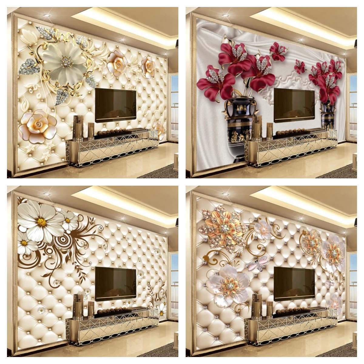 Custom Size Luxury 3d Living Room Sofa TV Background Modern Wall Paper Bedroom Non Woven Wallpaper Large Murals papel de parede