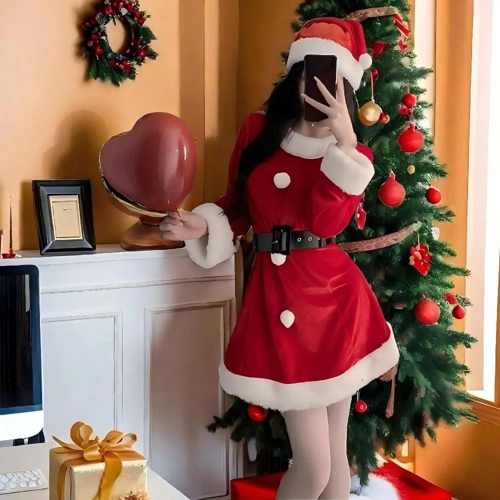 

Нижнее белье, рождественское платье, новогодние женские пижамы, красное платье, костюм, облегающий костюм с высокой талией и длинными рукавами, ночное белье, подарки