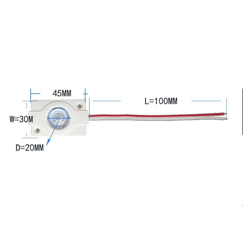 500 sztuk DC12V 3030 moduł Led wtryskowy 6500k CRI85 IP66 żółty Bule 1.5w 200lm przezroczysta pokrywa znak podświetlenie