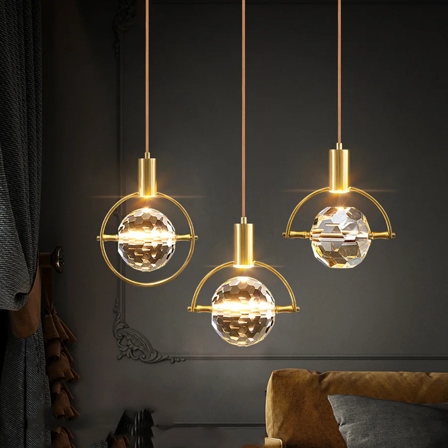 

Creative Luxury Chandelier Crystal Led Pendant Lights Dining Room Bedside Restaurant Lustres Coffee Bar Suspension Hanging Lamps