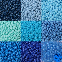 100pcs Blue Color 6x9mm Pony Beads Acrylic Loose Beads Diy Craft Jewelry Bracelets Making Hair Supplies