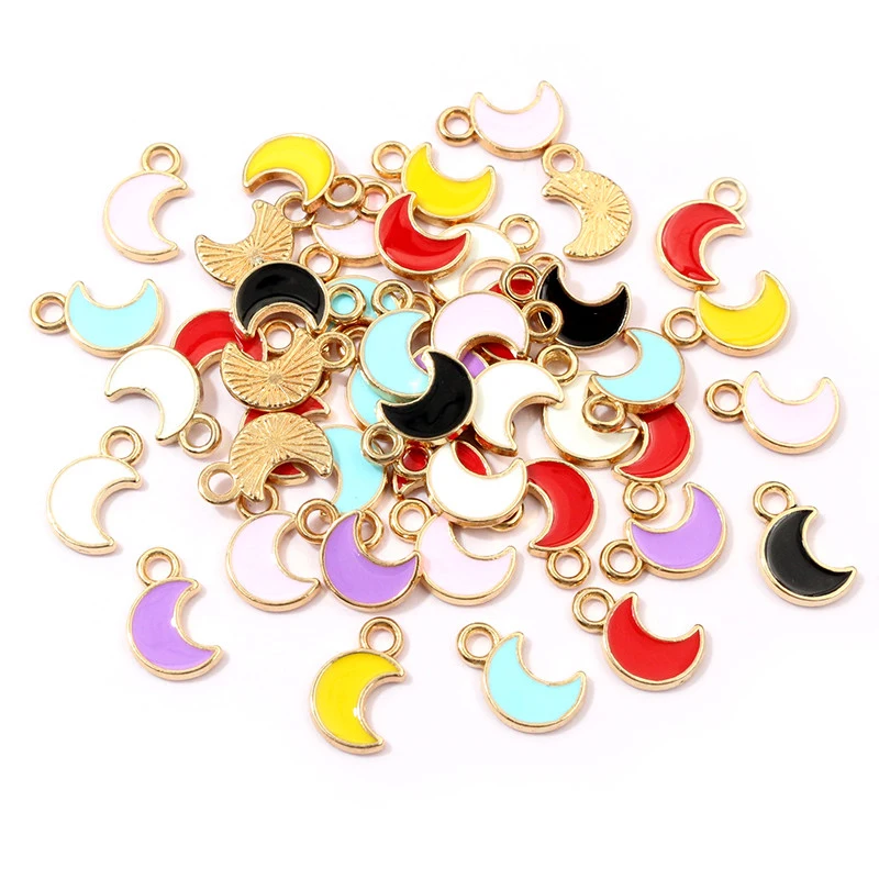 50Pcs 11x7mm Small Alloy Moon Charms Pendants Multi Colors For DIY Bracelet Necklaces Jewelry Making Accessories