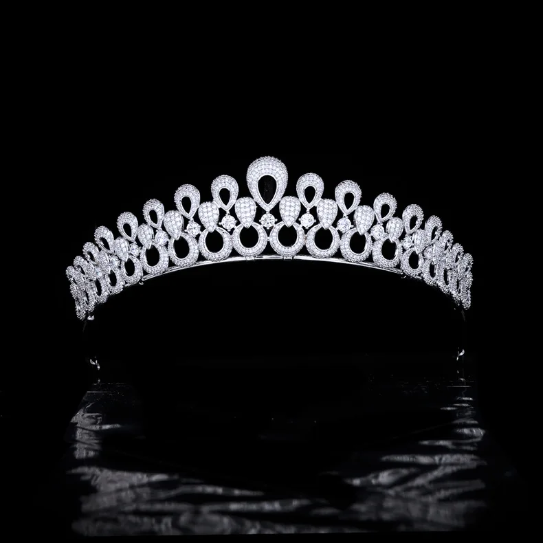 

Exquisite Water Drop Crown Dazzling Jewelry Women Stereo Tiara Dress Decoration Suitable for Wedding Bridal Holiday Gifts H-67