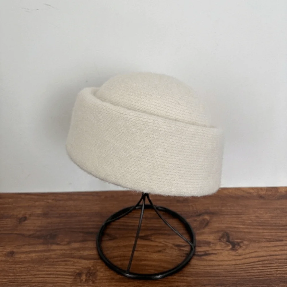 New Nordic Pattern Pillbox Hat Breathable Adjustable Beret Hat Jacquard Knit Flat Top Cap Elegant Styling