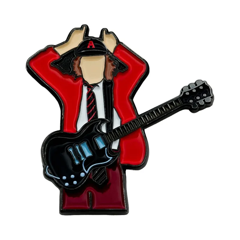 Retro Hard Rock Guitar Player Enamel Pin Metal Brooch Badge Backpack Lapel Music Lover Accessory Gift
