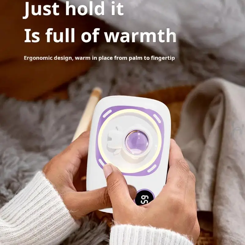 Portable 2-in-1 Hand Warmer USB Charging Pocket Hand Warmer Mobile Phone Power With Nightlight Long-Lasting Warmth In Winter