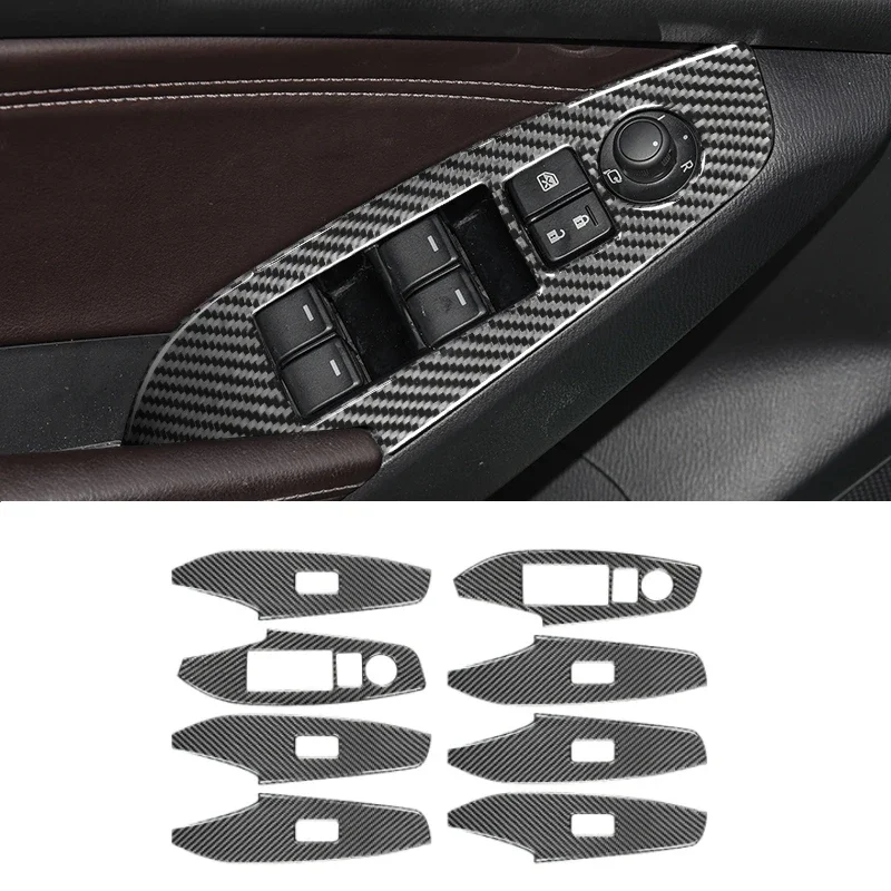 For Mazda 3 Axela 2014-2019 Windows Control Panel Decor Carbon Fiber Cover Trim Strip Inside Car Interior Accessories 3D Sticker