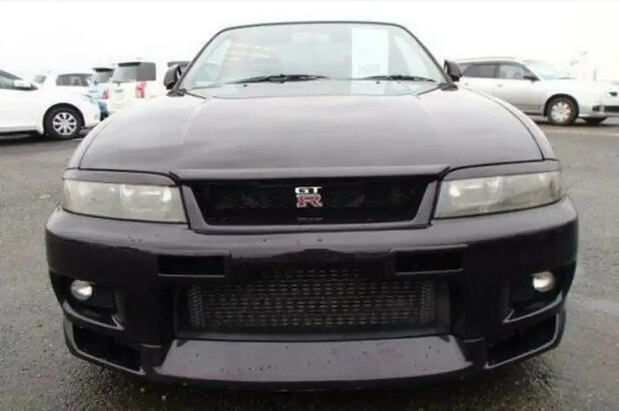 Front Bonnet Lip Exterior Body accessories kit (Type 2) For Nissan R33 Skyline GTR OE Style Carbon Black Glossy Finished