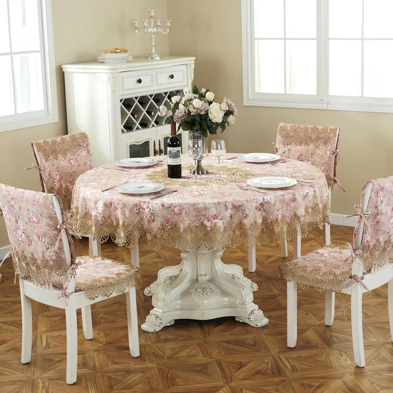 

Round Tablecloth Embroidery Pastoral Table Cover Dining Table Cloths Turntable Folding Home Lace Flower House Towel Chair Cover