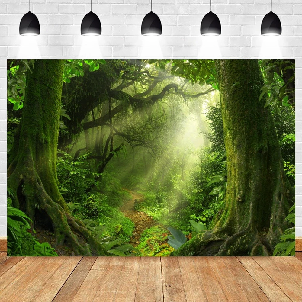 Tropical Jungle Forest Backdrop For Photography Green Trees Baby Birthday Portrait Holiday Party Photocall Background Decor Prop