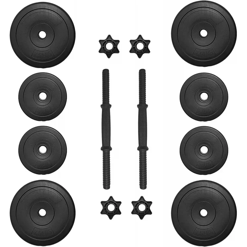 BalanceFrom Fitness 40 All Purpose Vinyl Weight Dumbbell Set With 2.5 7.5 Pound Weights And Collar Locks,14 Pi