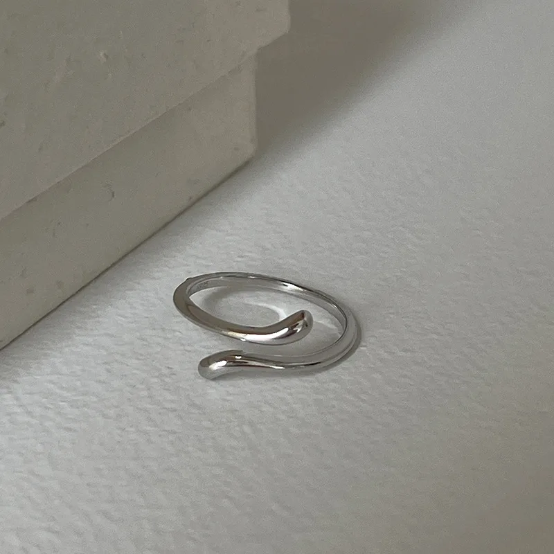 PANJBJ 925 Sterling Silber Mondstein Unregelmäßigen Ring für Frauen Party Geschenk Adjustabler Persönlichkeit Koreanische Dropshipping – Detail 25