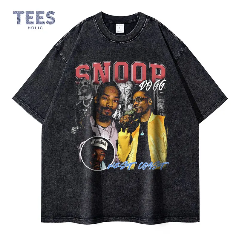 

Rapper Snoop Dogg T Shirt Hip Hop Vintage Washed Snoop Doggy Lion T-shirts Short Sleeve Harajuku Streetwear Oversized Tops Tees