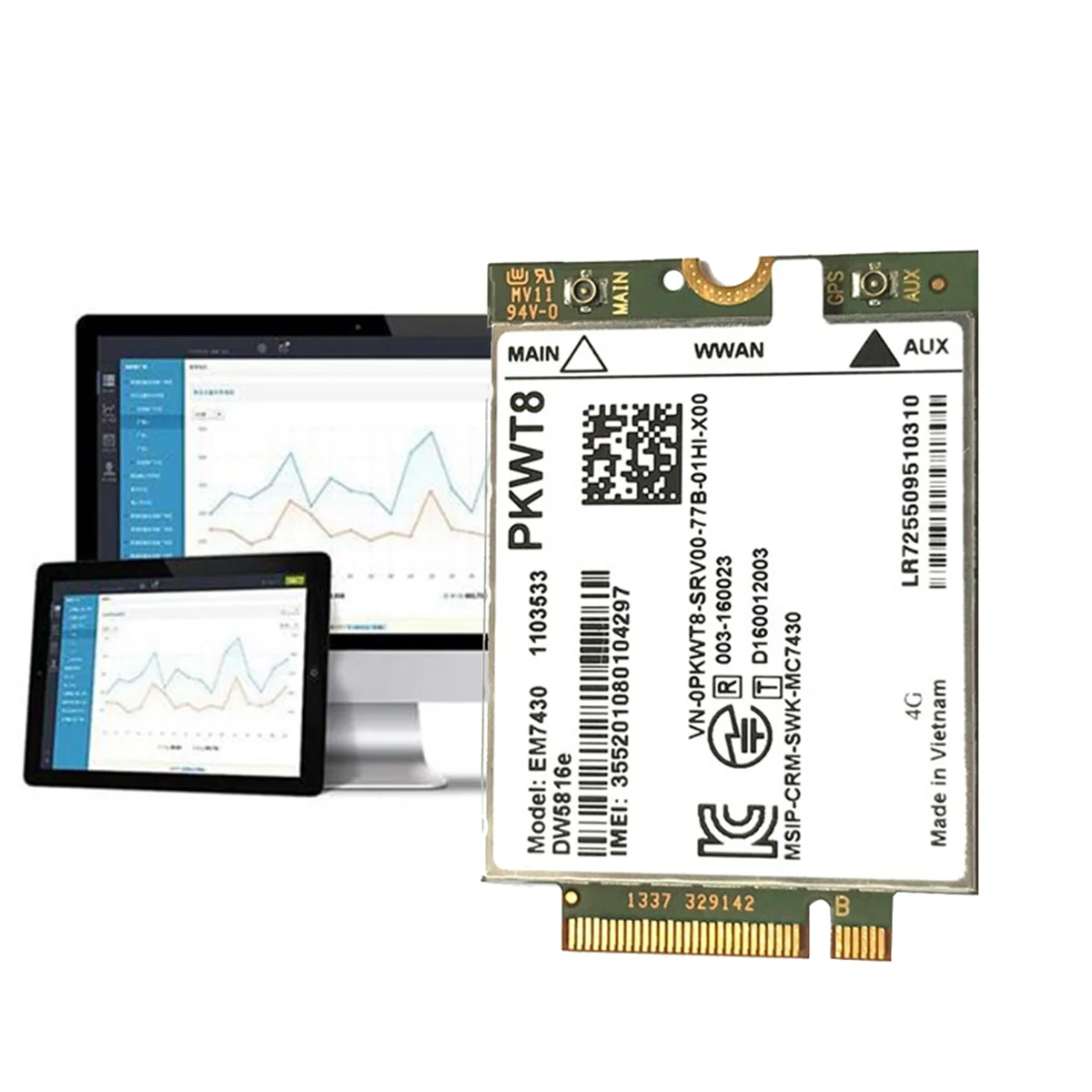 EM7430 DW5816E Modulo 4G LTE + 2XAntenna GOBI6000 per Dell Latitude 7280 7285 7290 7389 7390 7480 7490 E7470 Cat6