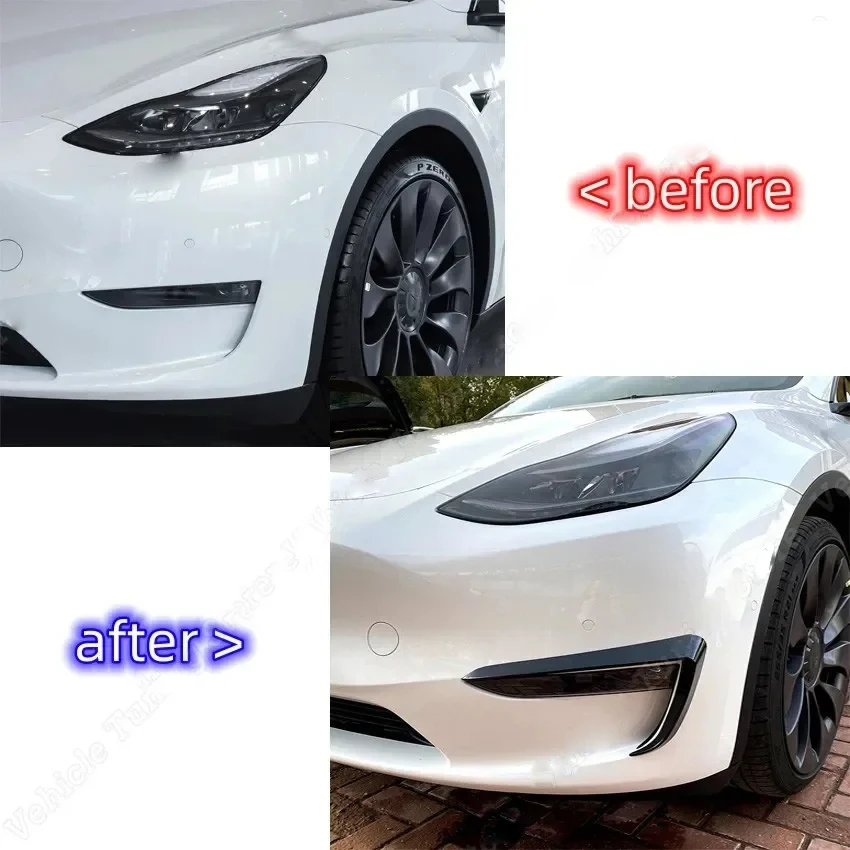 

For Tesla Model Y 2020 2021 2022 Front Bumper Fog Lamp Wind Knife Spoiler 1Pair Car Fog Lamp Trim Cover Fog Light Eyebrow