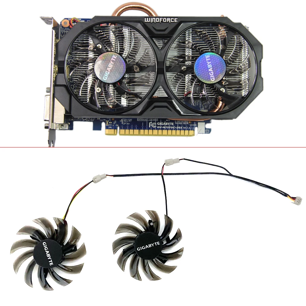 Dla gigabajt GTX670 GTX580 560Ti wentylator GV-N560OC GPU 75MM 3PIN T128010SL T128010SM PLD08010S12H DC12V wentylator graficzny