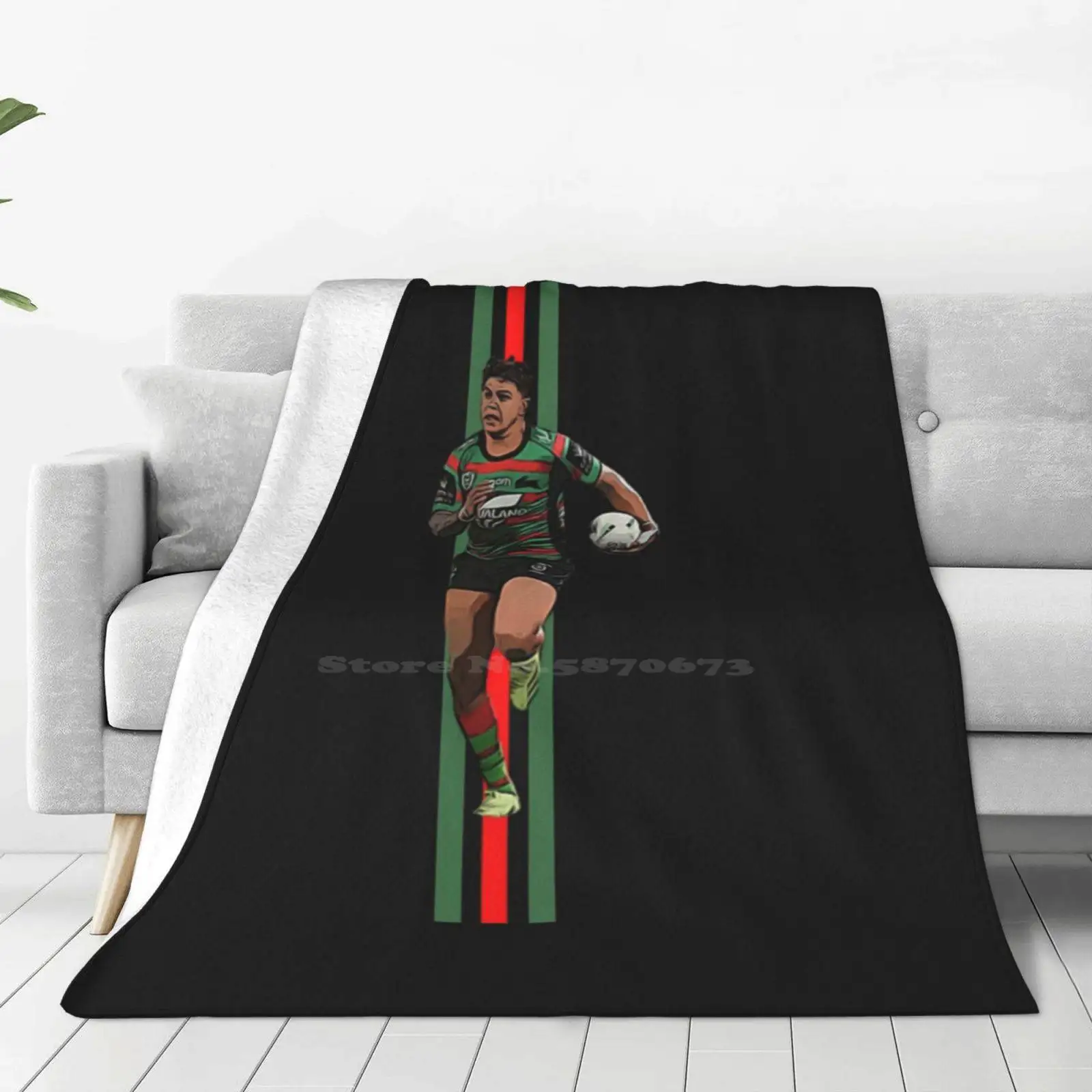 Latrell Mitchell South Sydney Rabbitohs Classic New Selling Custom Print Flannel Soft Blanket Nrl Rugby League Canberra Raiders