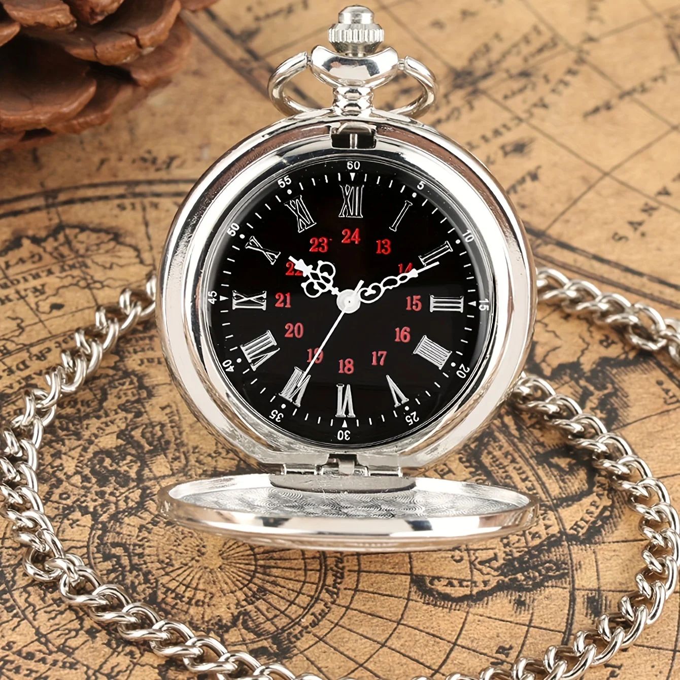 Classic Multi Color Double Display Men\'s Vintage Accessories Quartz Pocket Watch Boys Pocket Watch, Ideal choice for Gifts