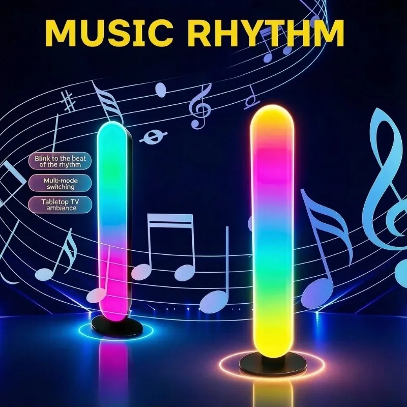RGB Pickup Light Music Rhythm Lights Upgraded USB Rechargeable Model Christmas Decoration Desktop RGB Light Bar Music Rhythm