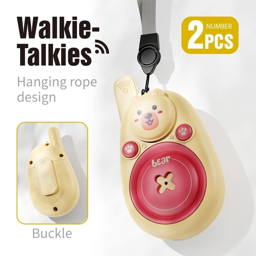 2 pçs dos desenhos animados urso crianças walkie talkies transmissor de rádio interativo de longo alcance brinquedos com cordão remoto intercom aventura